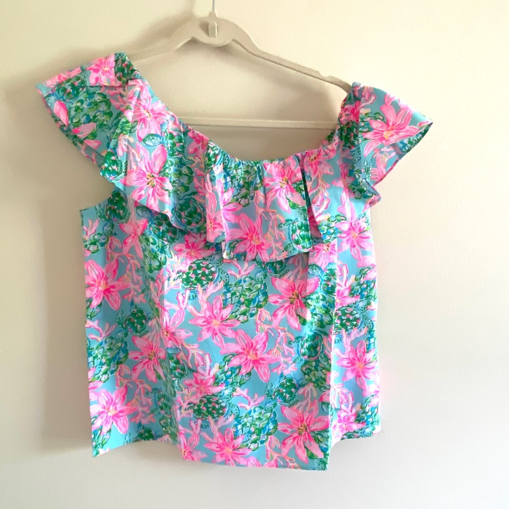 Lilly Pulitzer Zeldia One Shoulder Ruffle Top NWT - Picture 3 of 10